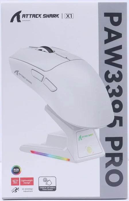 Attack Shark X1 Tri-mode Wireless Gaming Mouse mit Ladestation, weiß, USB/Bluetooth