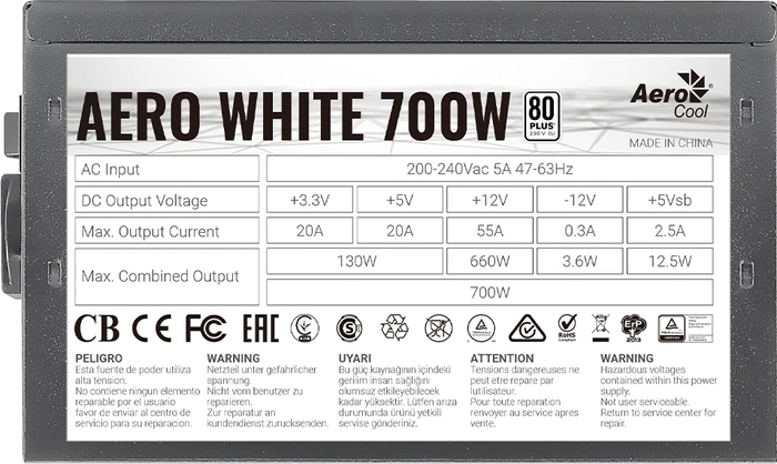 AeroCool Aero White 700W, ATX 2.4