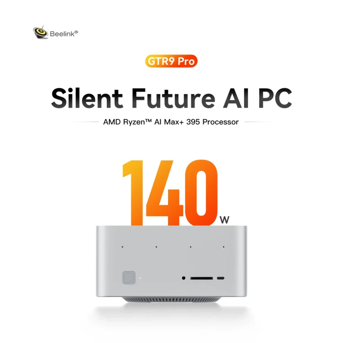 Beelink GTR9 Pro, Frost Silver, Ryzen AI Max+ 395, 128GB RAM, 2TB SSD
