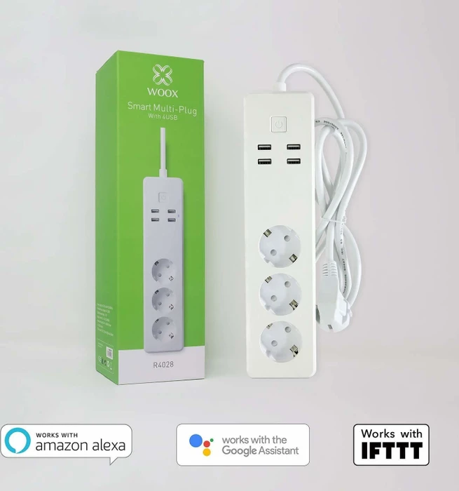 Woox Smart Multi-Plug 3-fach, 3680W, 4x USB-A, Smart-Steckdosenleiste