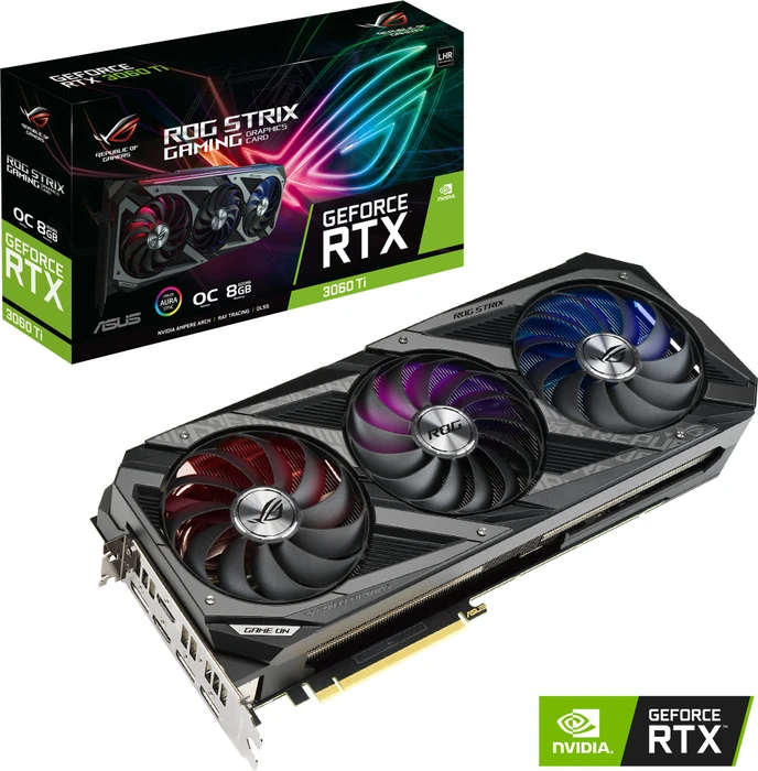 ASUS ROG Strix GeForce RTX 3060 Ti OC V2 (LHR), ROG-STRIX-RTX3060TI-O8G-V2-GAMING, 8GB GDDR6, 2x HDMI, 3x DP