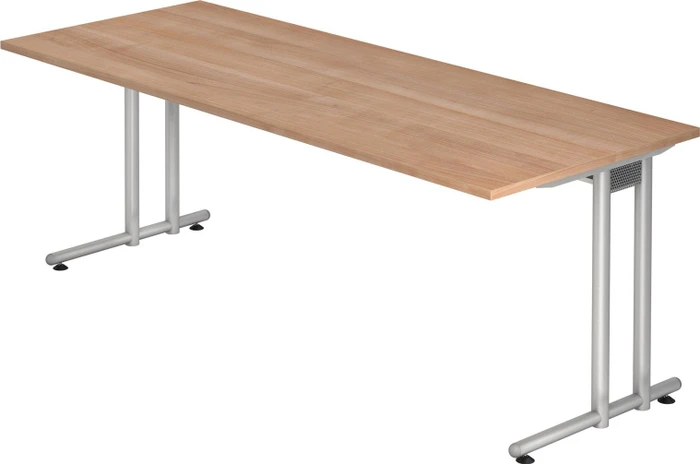 Hammerbacher Ergonomic N-Serie NS20/N Schreibtisch 200x100cm Nussbaum/silber