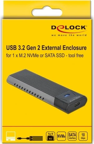 DeLOCK USB 3.2 Gen 2 External Enclosure, USB-C 3.1