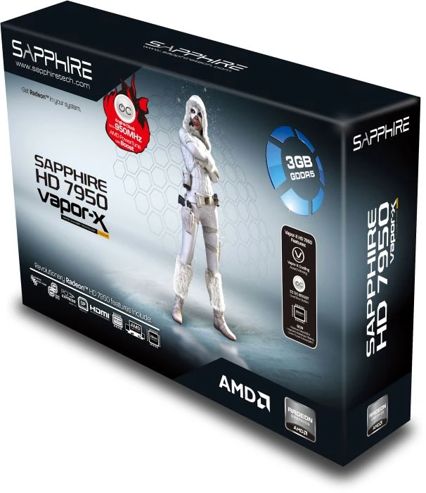 Sapphire Vapor-X Radeon HD 7950 OC Boost, 3GB GDDR5, 2x DVI, HDMI, DP, full retail