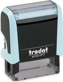 trodat printy 4911 4.0 Textstempel mit individueller Textplatte Pastell Edition, 38x14mm, schwarz/pastellblau