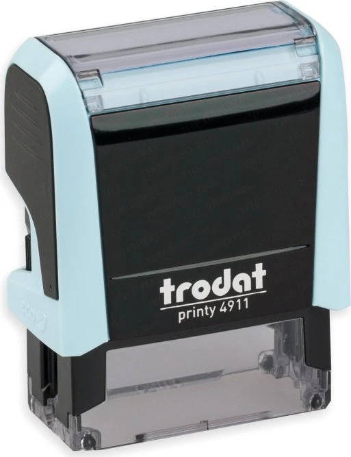 trodat printy 4911 4.0 Textstempel mit individueller Textplatte Pastell Edition, 38x14mm, schwarz/pastellblau