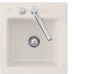 Villeroy & Boch Subway 45 XS Einbau Becken mittig mit Ablauffernbedienung crema