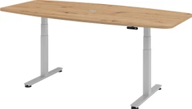 Hammerbacher Ergonomic Aktiv XDSM22/5/S elektrisch höhenverstellbarer Konferenztisch 220x103cm grau/silber