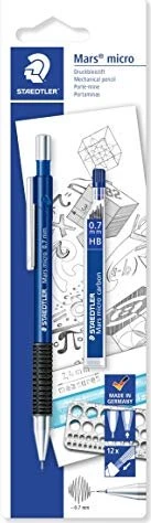 Staedtler Staedtler Mars Micro 775 Druckbleistift HB 0.7mm graphit, schwarz/blau, Radierer, 12 Minen, 2er-Set