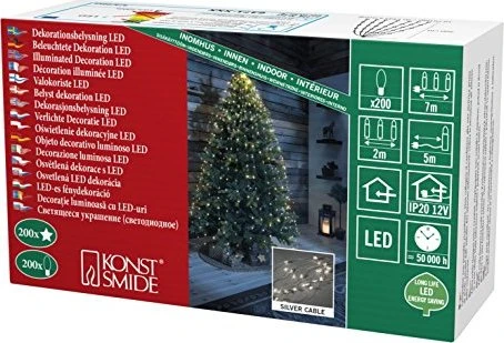 Konstsmide Lichterkette 200 Sterne silber LED 200x warmweiß