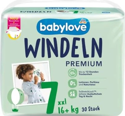 Babylove Premium Gr.6+ XXLplus Einwegwindel, 17-32kg, 30 Stück