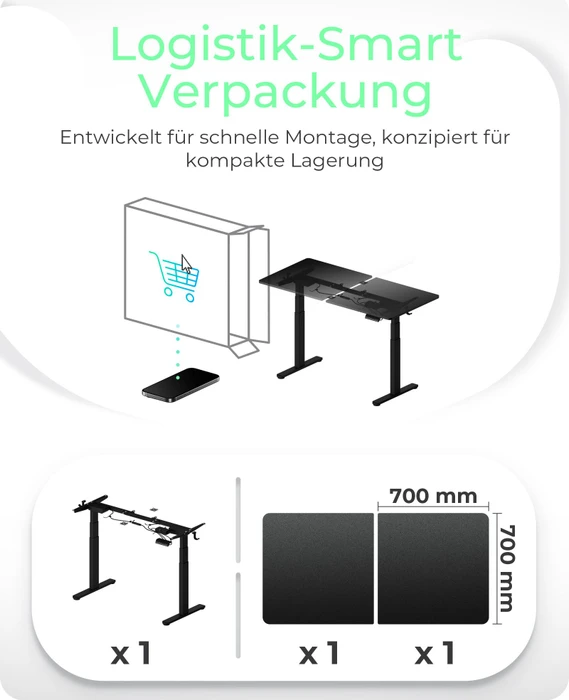 RaidSonic Icy Box IB-EW122B-TT elektrisch höhenverstellbares Sitz-Steh-Schreibtischgestell 140x70cm schwarz