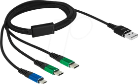 DeLOCK USB Ladekabel 3 in 1 USB Typ-A zu Micro USB/2x USB Type-C 1.0m