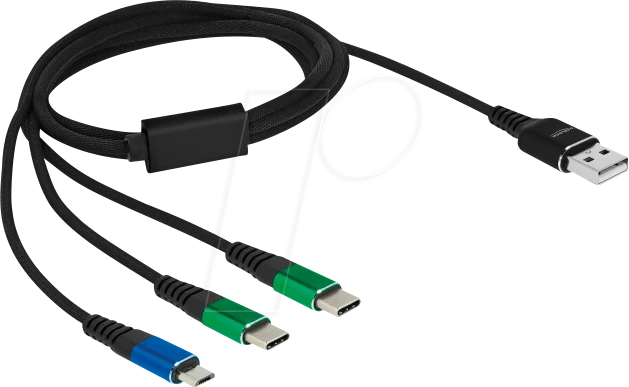 DeLOCK USB Ladekabel 3 in 1 USB Typ-A zu Micro USB/2x USB Type-C 1.0m