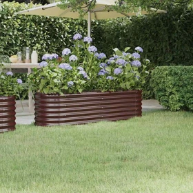 vidaXL Stahl Hochbeet oval 152x40cm braun