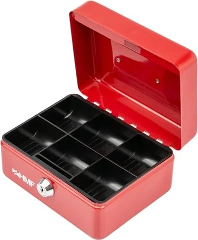 HMF 10215 Geldkassette, rot, Schlüsselschloss