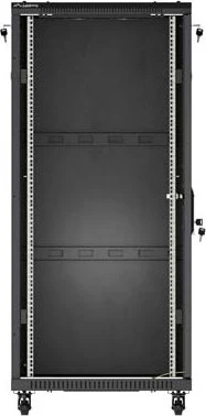 Lanberg 19" Rackschrank 27HE, freistehend, Flat Pack, Glastür, IP20, RAL 9004, 600mm tief