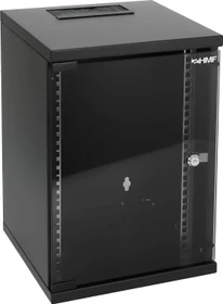 HMF Serverschrank 10", HMF 63400 9HE, Sicherheitsglastür, IP20, schwarz, 300mm tief