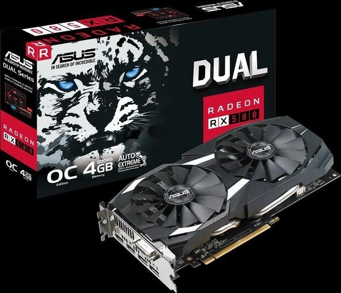 ASUS Dual Radeon RX 580 OC, DUAL-RX580-O4G, 4GB GDDR5, DVI, 2x HDMI, 2x DP