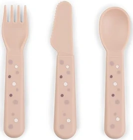 Done by Deer Foodie Kinderbesteck-Set happy dots rosa, 3-tlg.
