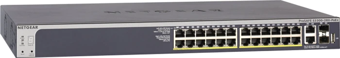 Netgear ProSAFE S3300 Rackmount Gigabit Smart Switch, 26x RJ-45, 2x SFP+, 195W PoE+
