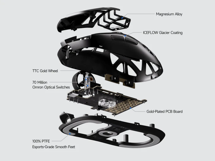 Mchose A7X Ultra 8K Magnesium Alloy Wireless Gaming Mouse, weiß, USB/Bluetooth