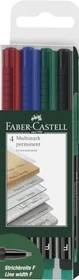 Faber-Castell Multimark Folienstift permanent F sortiert, 4er-Set