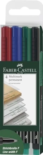 Faber-Castell Multimark Folienstift permanent F sortiert, 4er-Set