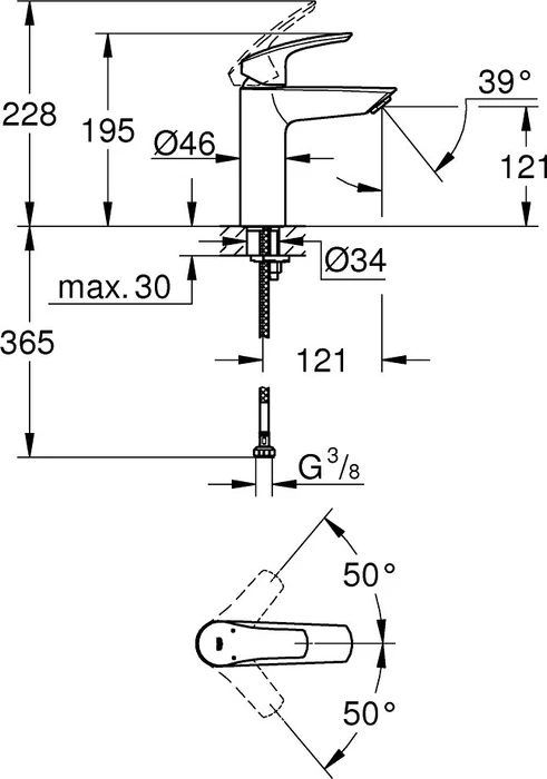 Grohe Eurosmart Einhand-Waschbeckenarmatur 1/2" M-Size chrom