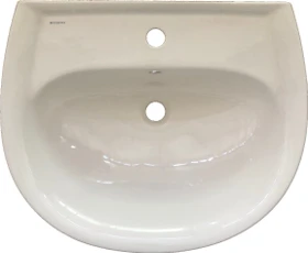 Geberit Renova Waschtisch 60cm, Hahnloch mittig, mit Überlauf, pergamon