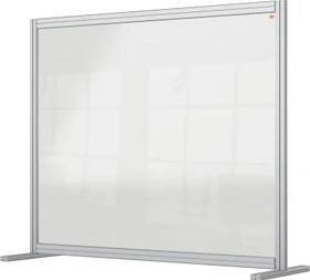 Nobo Premium Plus Schreibtisch-Trennwand aus Acryl, transparent/silber, 120x100cm