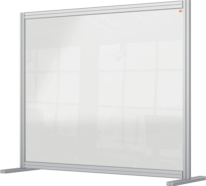 Nobo Premium Plus Schreibtisch-Trennwand aus Acryl, transparent/silber, 120x100cm