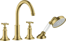 Hansgrohe Axor Montreux 4-Loch Wannenrandarmatur mit Kreuzgriffen brushed brass