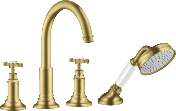 Hansgrohe Axor Montreux 4-Loch Wannenrandarmatur mit Kreuzgriffen brushed brass