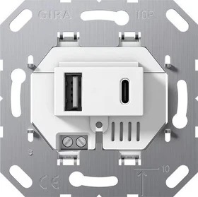 Gira Einsatz USB-Spannungsversorgung 2fach Typ A / Typ C, weiß