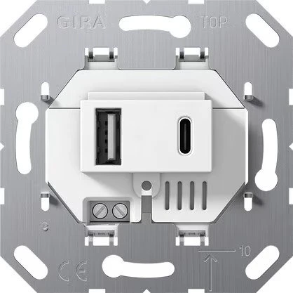 Gira Einsatz USB-Spannungsversorgung 2fach Typ A / Typ C, weiß