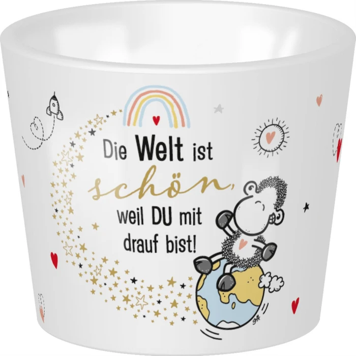 Sheepworld Eierbecher Die Welt ist schön, weil Du mit drauf bist!