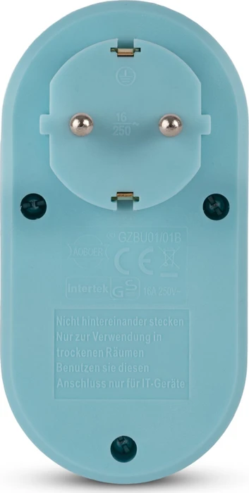 Entac Steckdosenadapter mit 2x USB-A, 1-fach, Blue