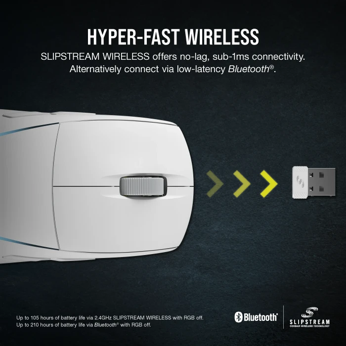 Corsair M75 WIRELESS Lightweight RGB Gaming Mouse, weiß, USB/Bluetooth
