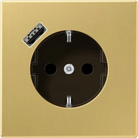 Jung SCHUKO-Steckdose mit USB-Ladegerät Safety+, messing classic
