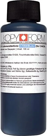 Kopyform Kompatible Lebensmitteltinte für Canon, cyan, 100ml