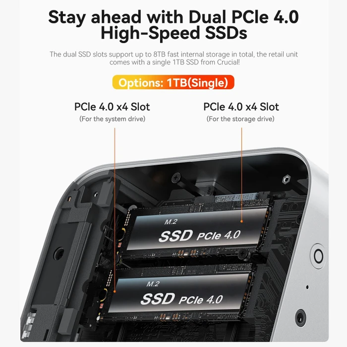 Beelink SER9 Pro, Frost Silver, Ryzen AI 9 365, 32GB RAM, 1TB SSD