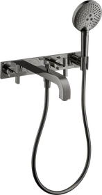 Hansgrohe Axor Citterio 3-Loch Wannenkombination mit Kreuzgriffen und Platte polished black chrome