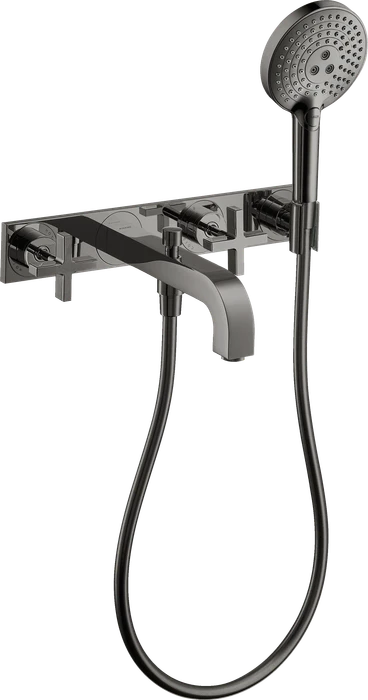Hansgrohe Axor Citterio 3-Loch Wannenkombination mit Kreuzgriffen und Platte polished black chrome