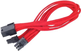 SilverStone PP07-PCIR, 6/8-Pin PCIe Verlängerung 250mm, sleeved rot
