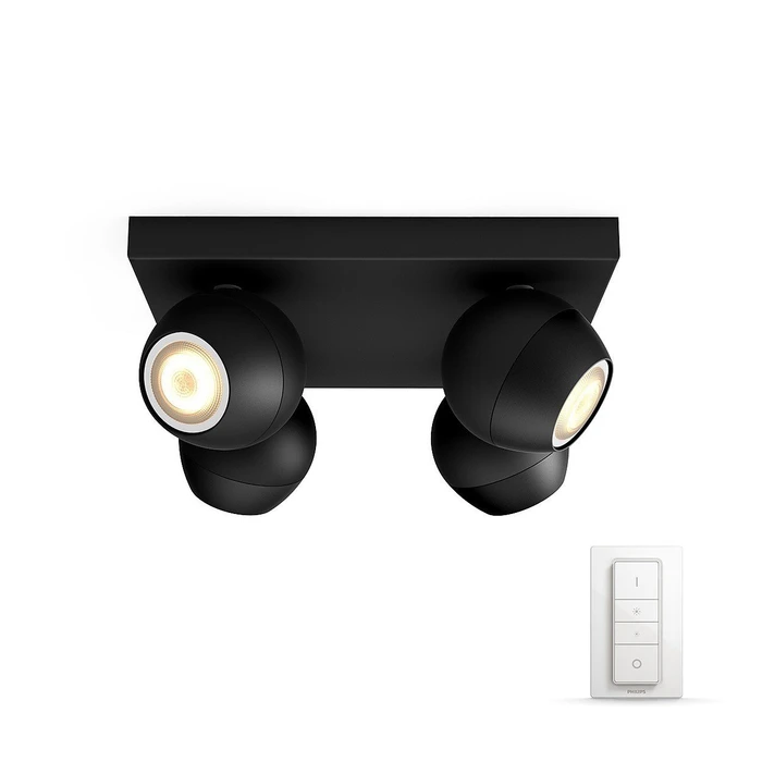 Philips Hue White Ambiance Buckram 4-flammig schwarz