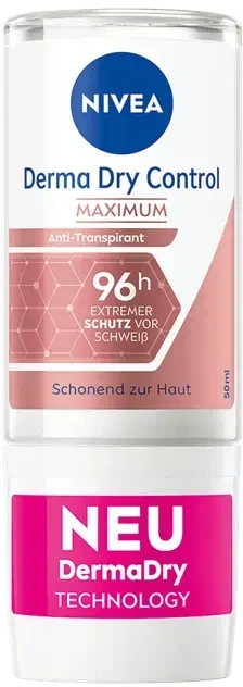 Nivea Anti-Transpirant Derma Dry Control Maximum Deodorant Roll-On, 50ml