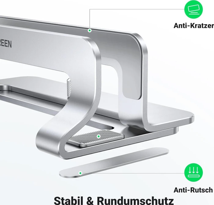 Ugreen Vertikaler Laptopständer, silber, verstellbar