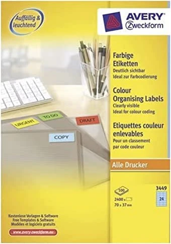 Avery-Zweckform Ordneretiketten, 70x37mm, blau, 100 Blatt (2400 Etiketten)