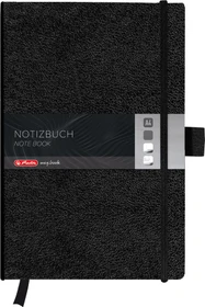 Herlitz Classic Notizbuch, A4, kariert, Kunstleder-Cover, schwarz, 96 Blatt